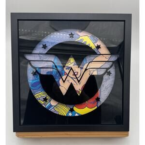Open Road Wonder Woman Portrait Under Logo 13" Sq. Black Frame with Glass